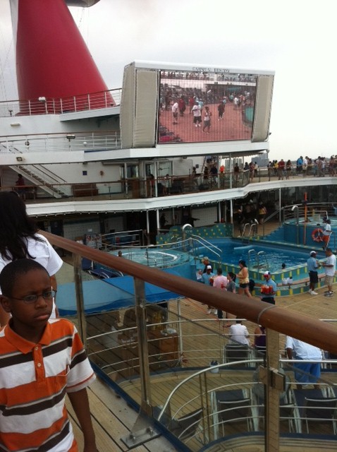 Giant TV Screen on Carnival Destiny