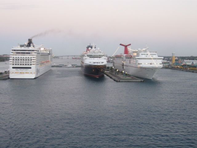 Leaving ships in Nassau Harbour