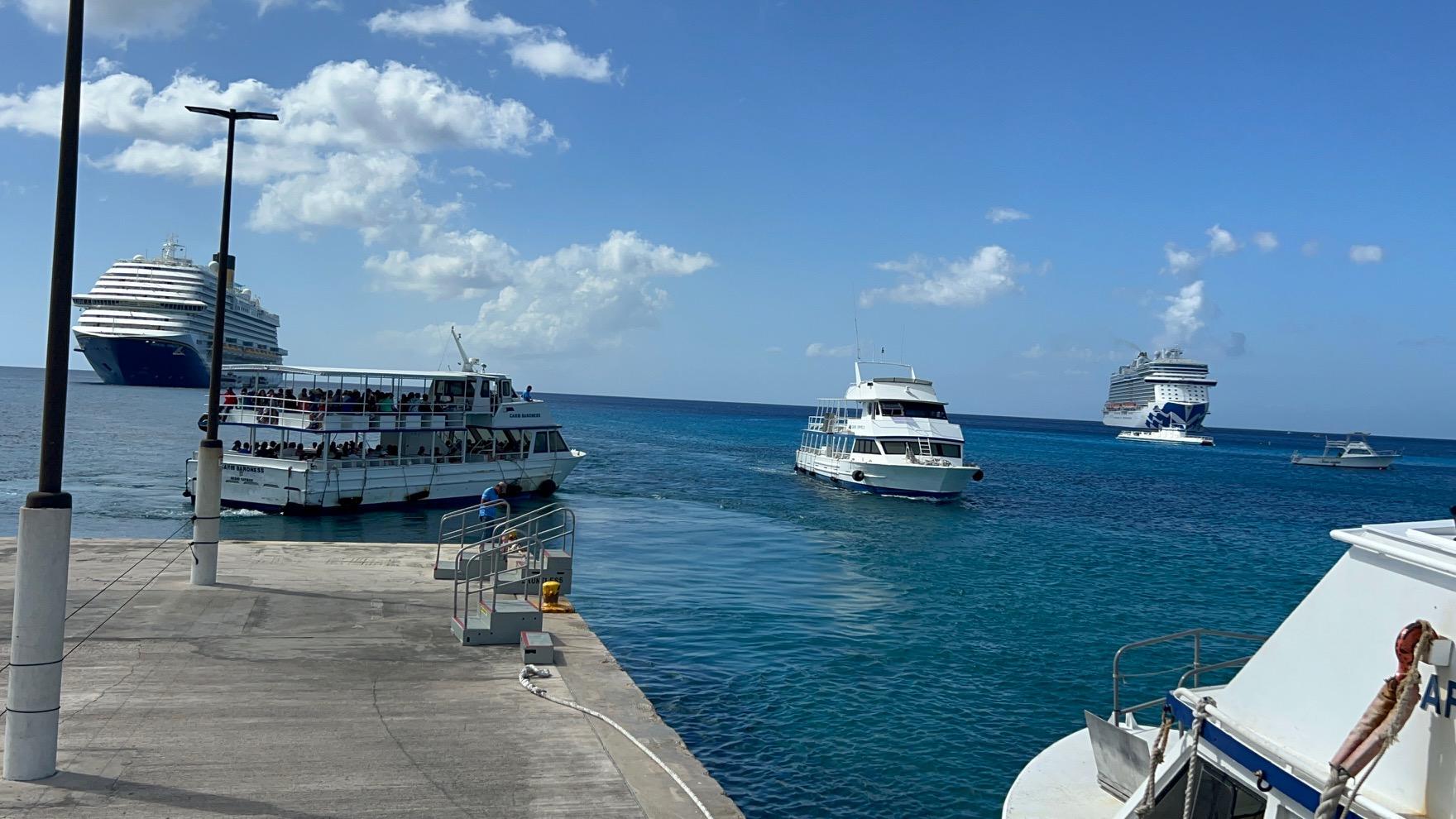 Tenders between ship and shore in Grand Cayman