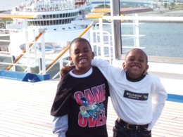 Boys hug as Carnival Glory leaves Canaveral